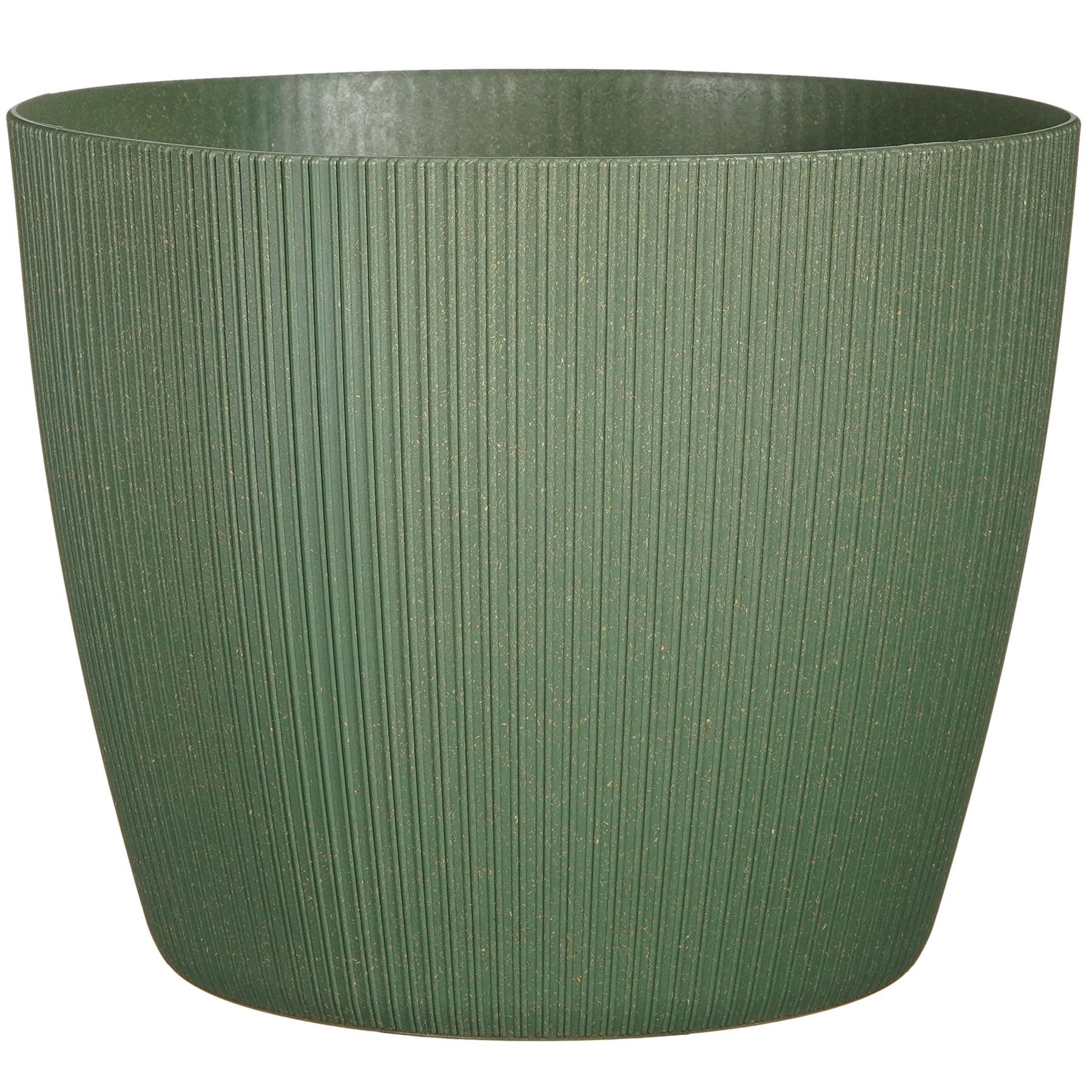Mica Decorations Plantenpot- kunststof- donkergroen|ribbels- 30cm