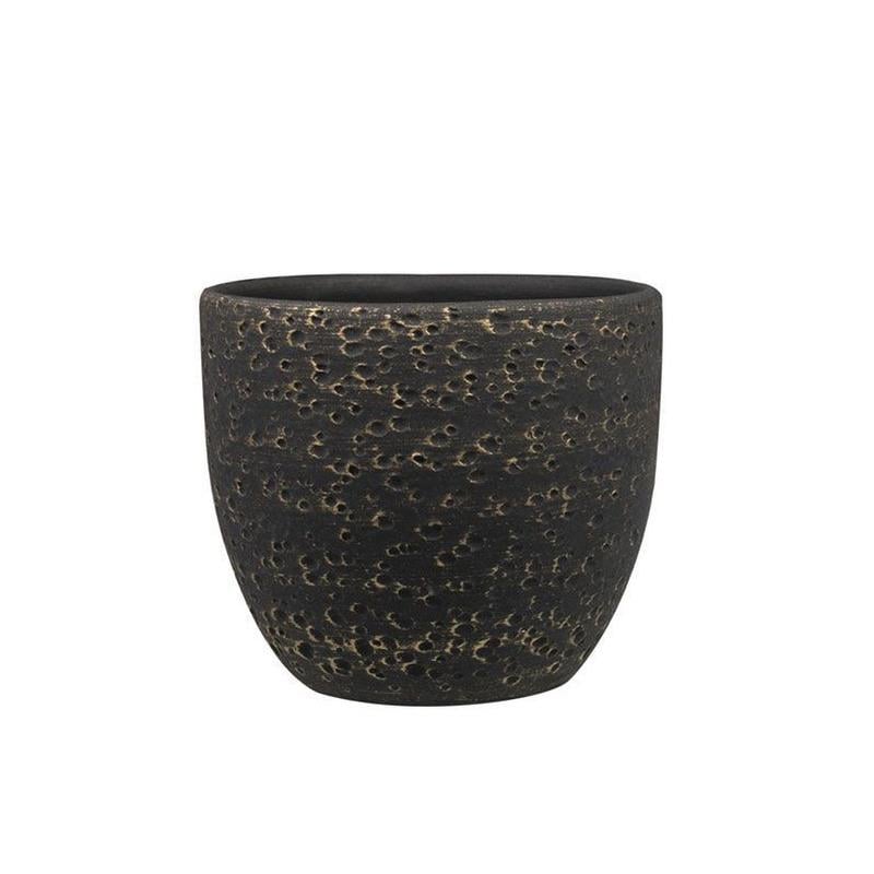 Ter Steege Plantenpot|Bloempot Lava Stone - zwart - D15 x H13 cm