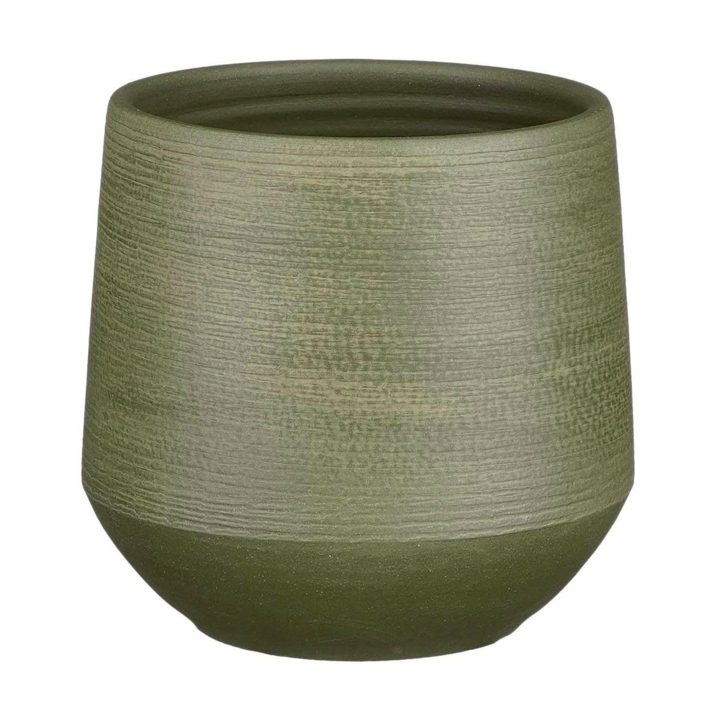 Mica Decorations Plantenpot - groen relief - terracotta - 19x18cm
