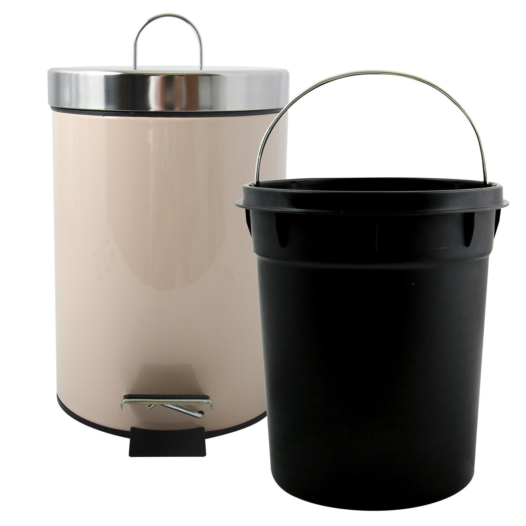 MSV badkamer|toilet pedaalemmer - beige - 3 liter - 17 x 25 cm