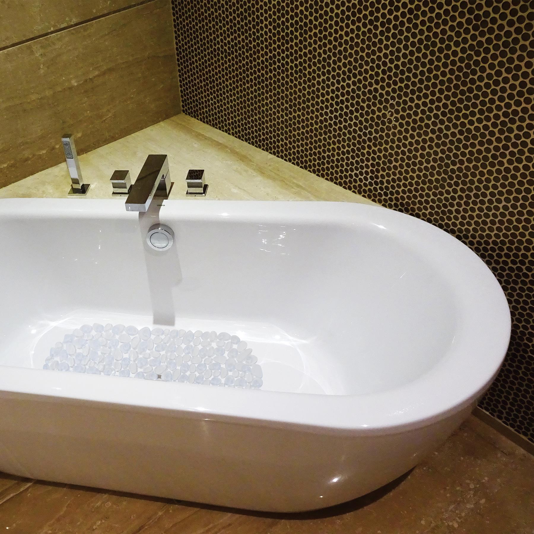 MSV Douche|bad anti-slip mat badkamer - pvc - transparant - 35 x 68 cm