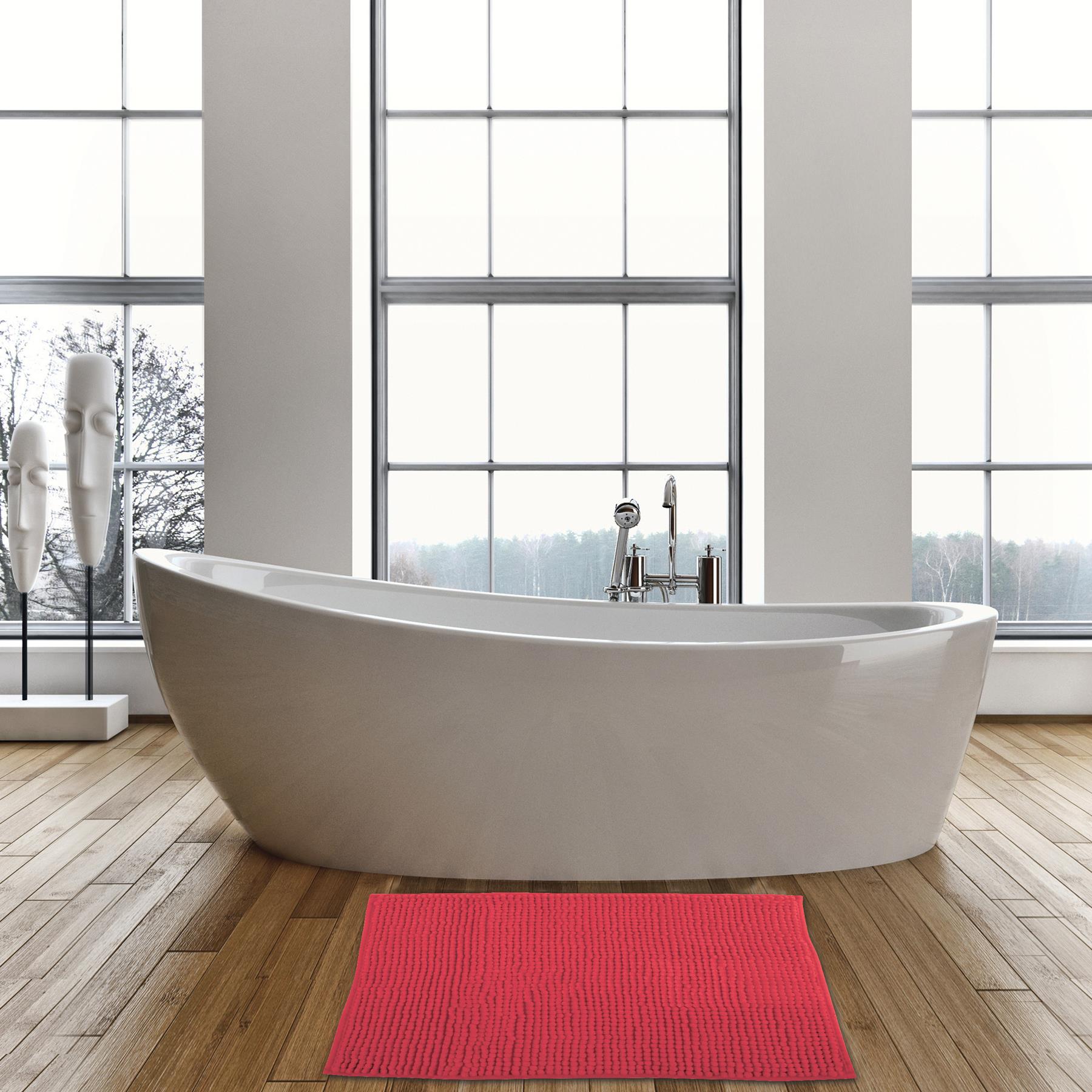 MSV Badkamerkleed|badmat voor op de vloer - rood - 60 x 90 cm