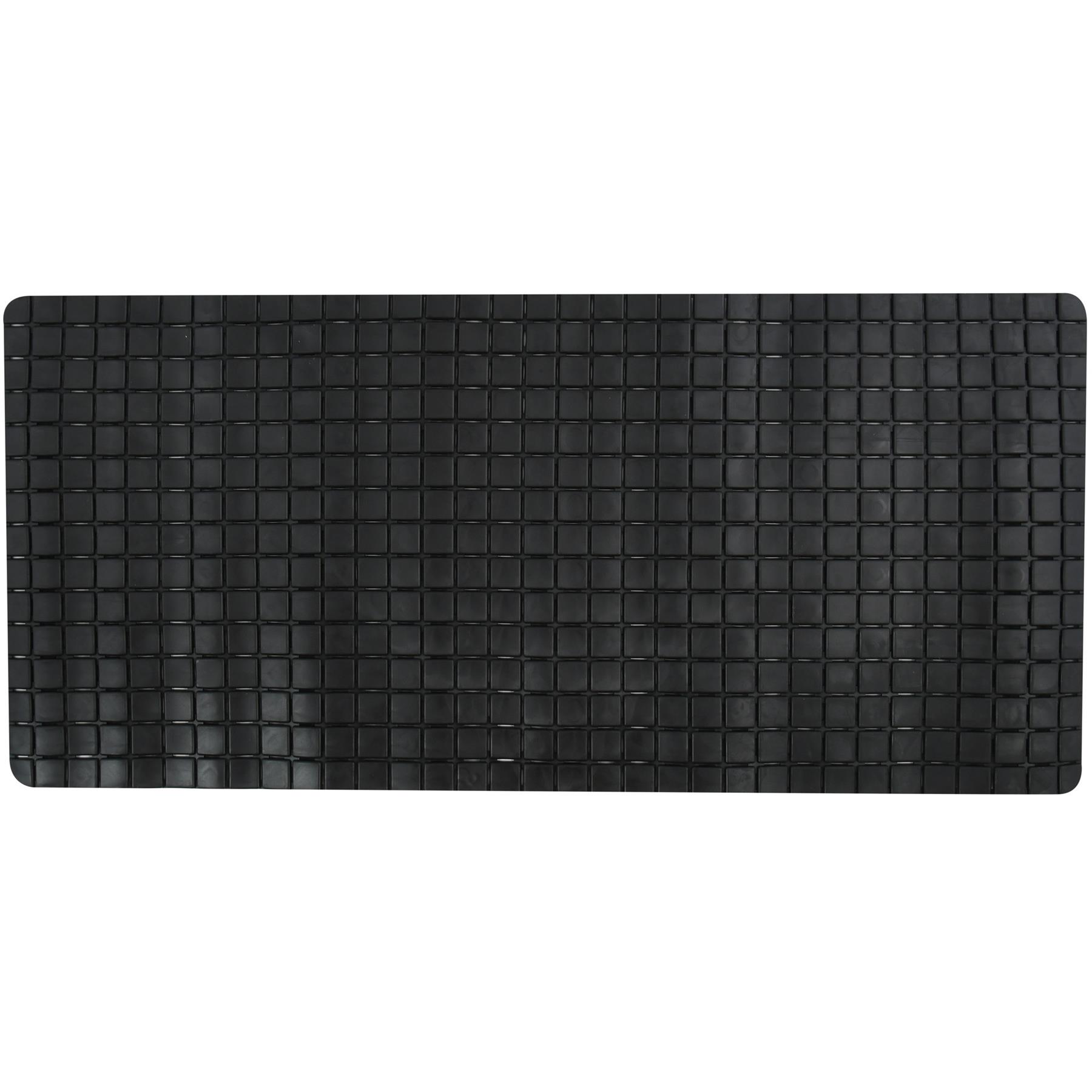 MSV Douche|bad anti-slip mat badkamer - rubber - zwart - 76 x 36cm