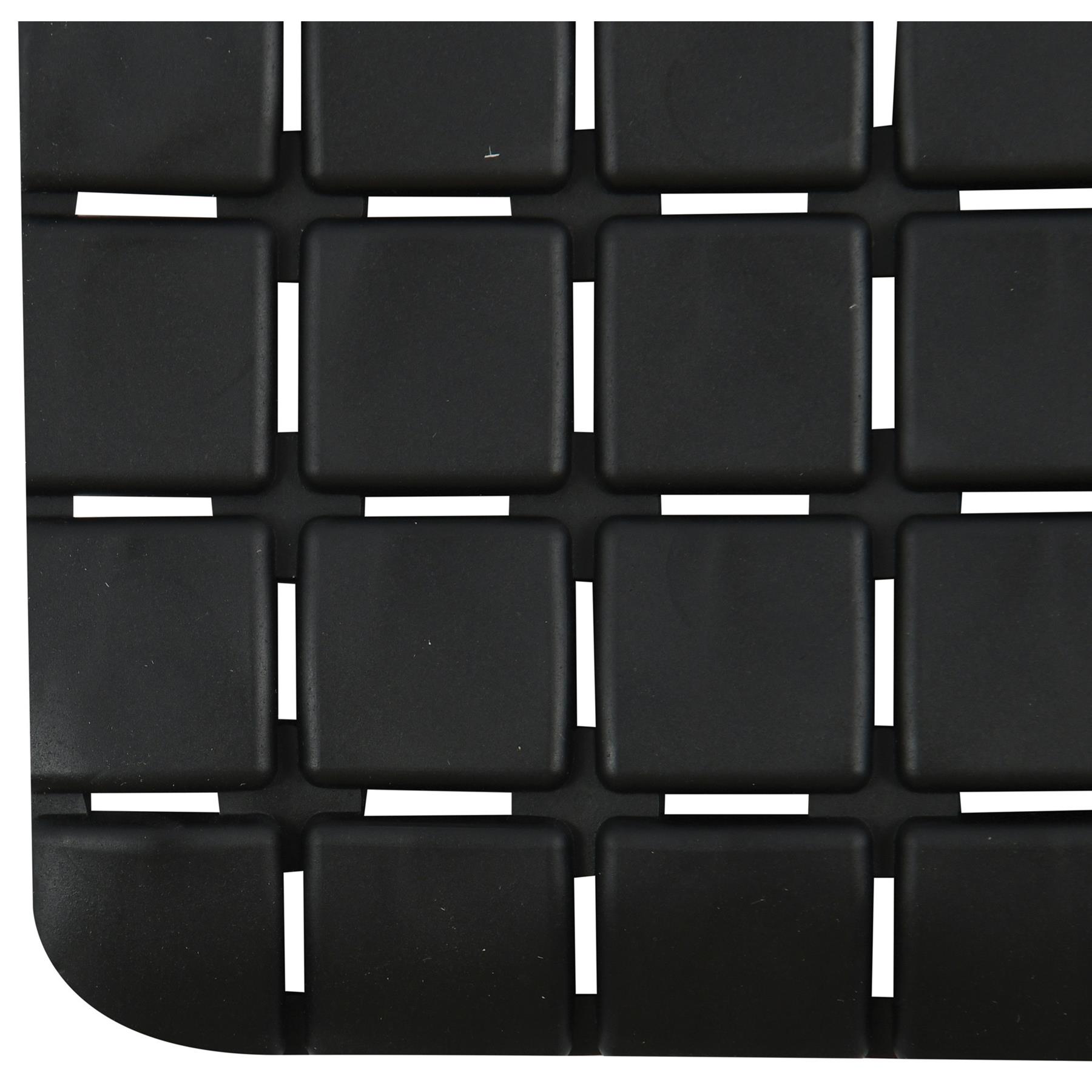 MSV Douche|bad anti-slip mat badkamer - rubber - zwart - 76 x 36cm