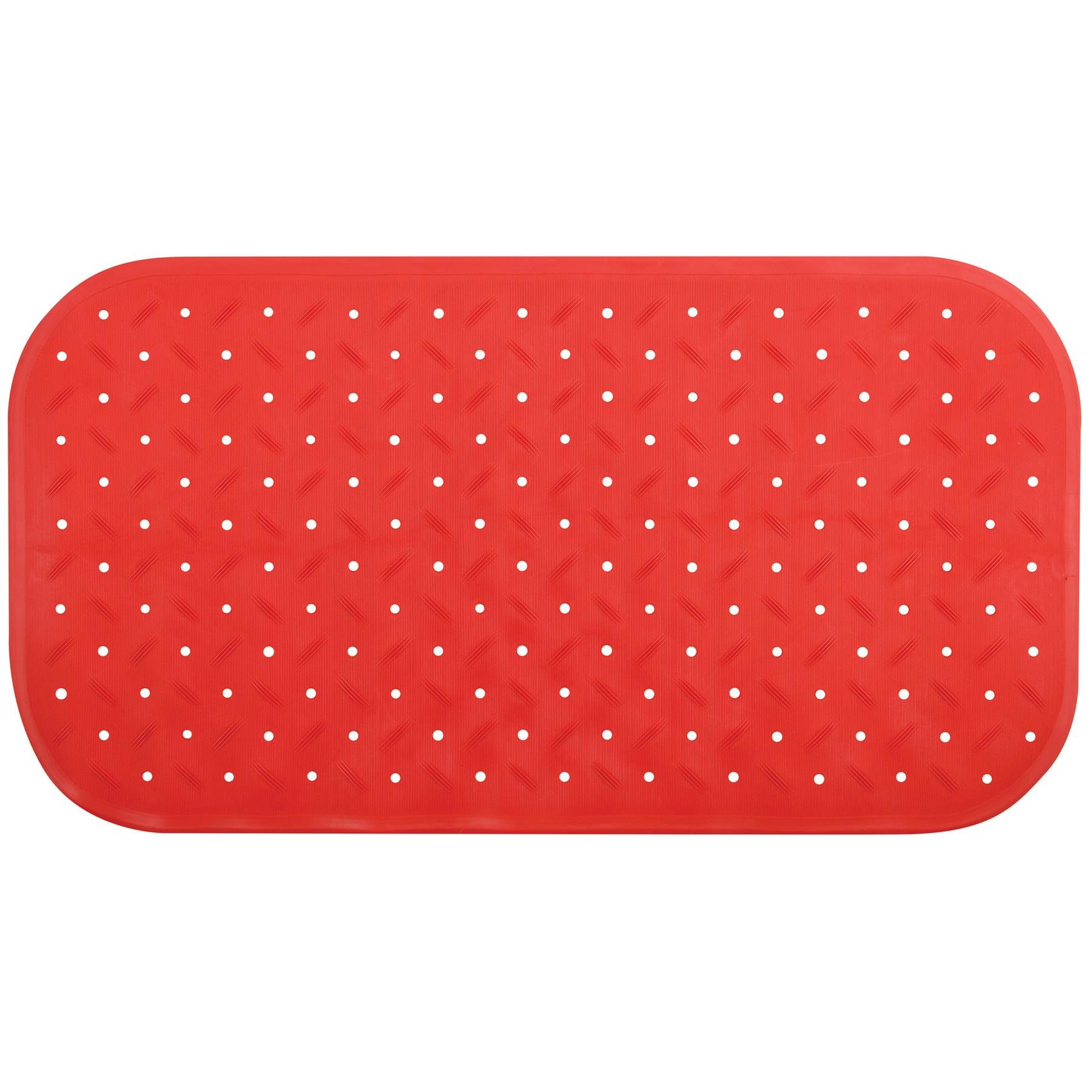 MSV Douche|bad anti-slip mat badkamer - rubber - rood - 36 x 76 cm