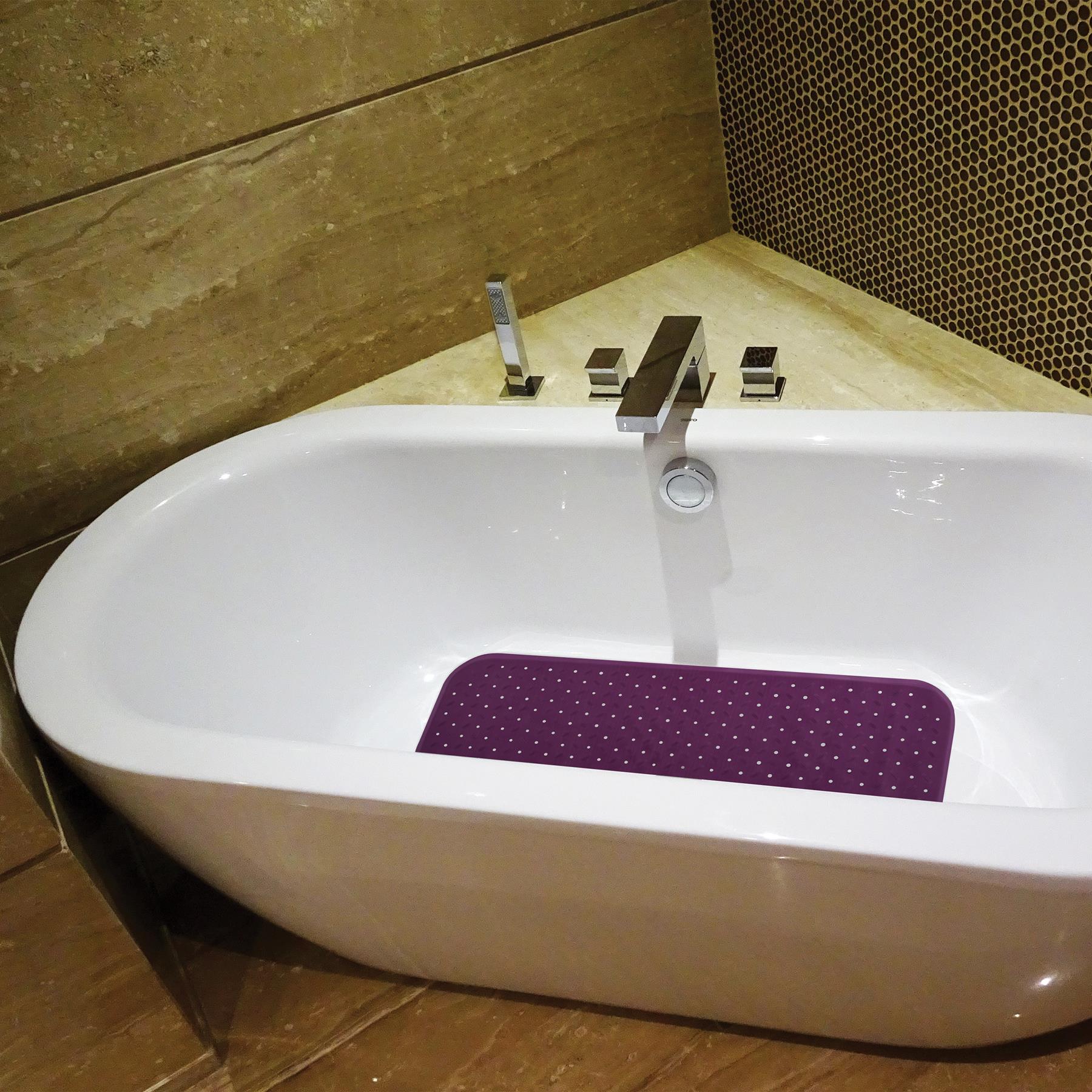 MSV Douche|bad anti-slip mat badkamer - rubber - paars - 36 x 97 cm