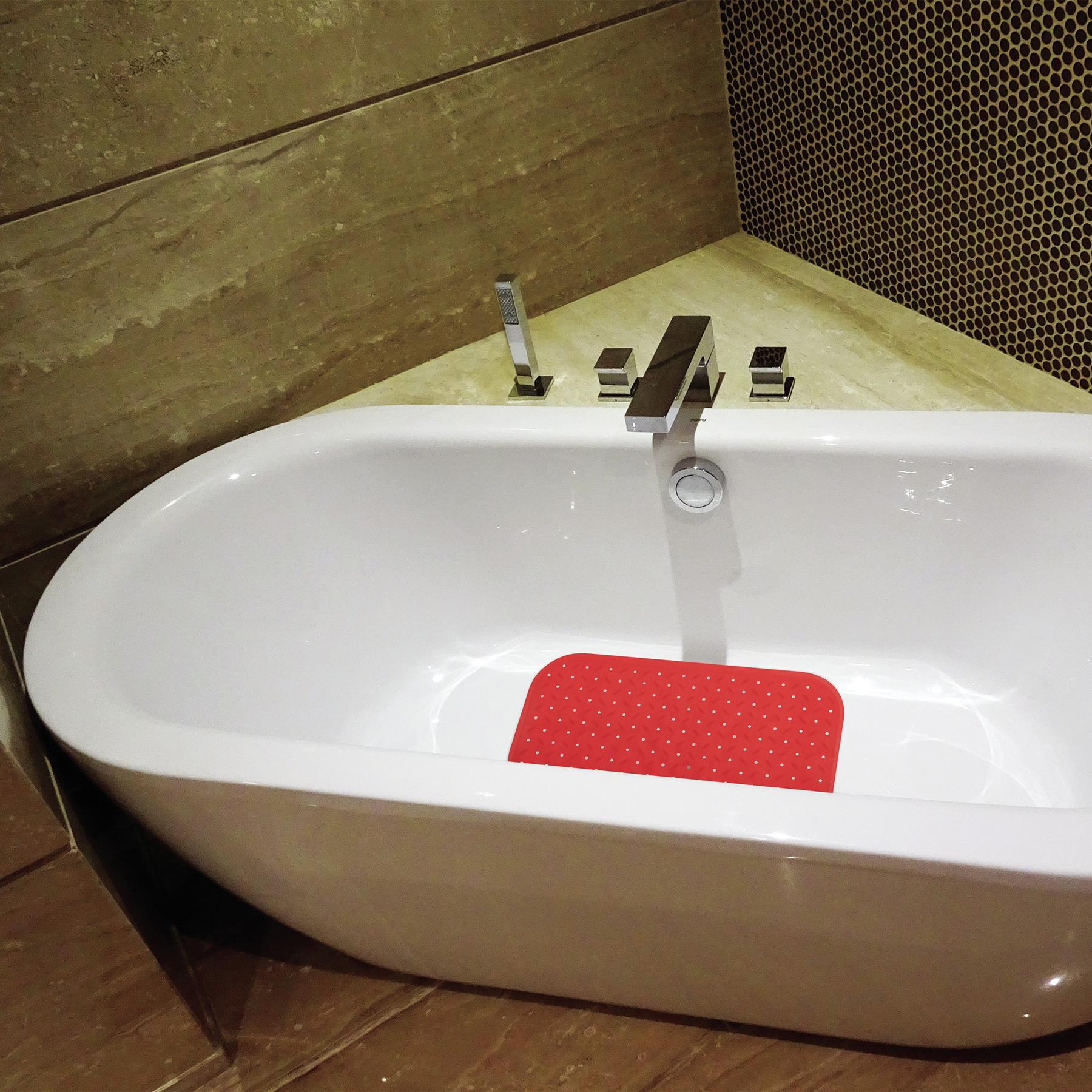 MSV Douche|bad anti-slip mat badkamer - rubber - rood - 36 x 65 cm