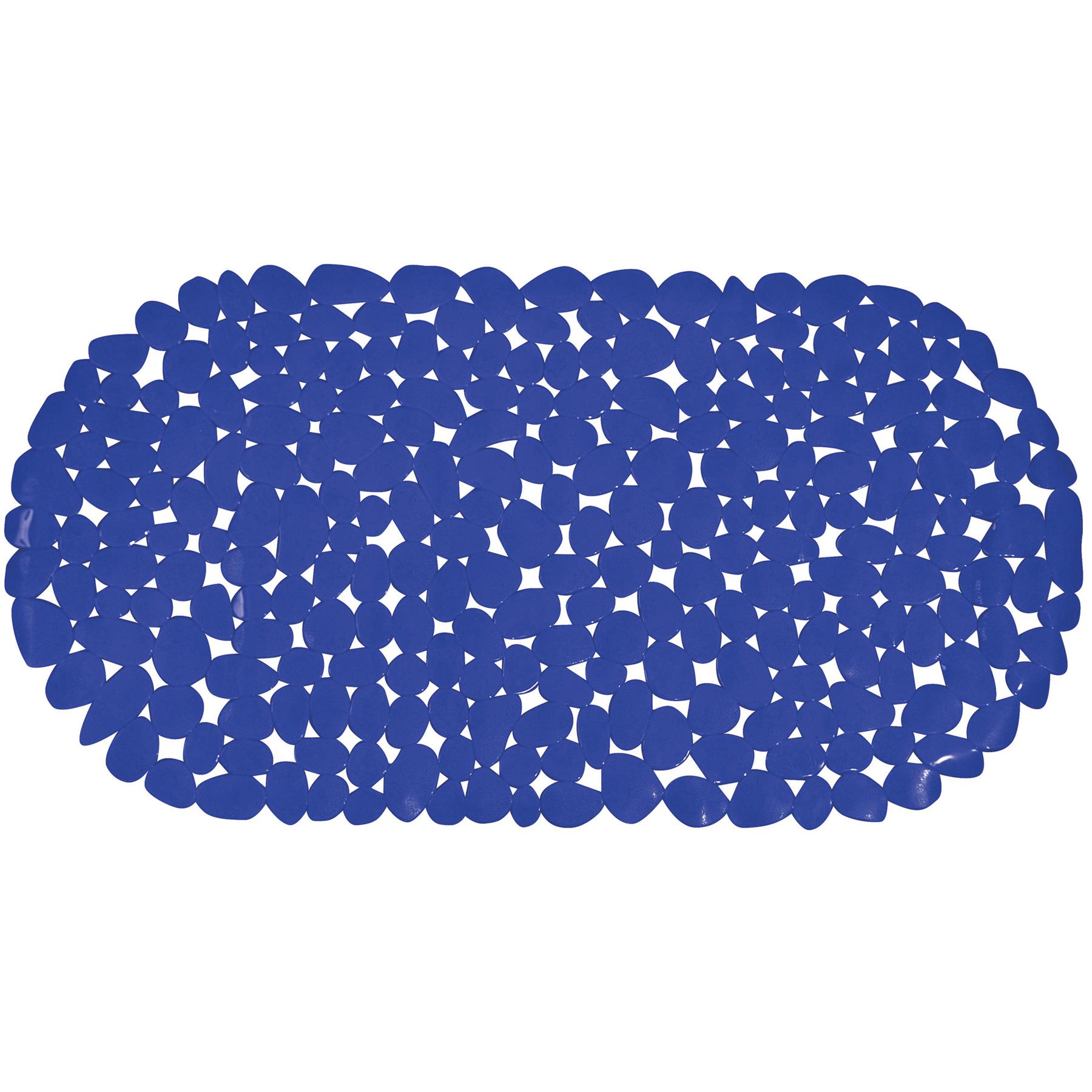 MSV Douche|bad anti-slip mat badkamer - pvc - donkerblauw - 39 x 99 cm