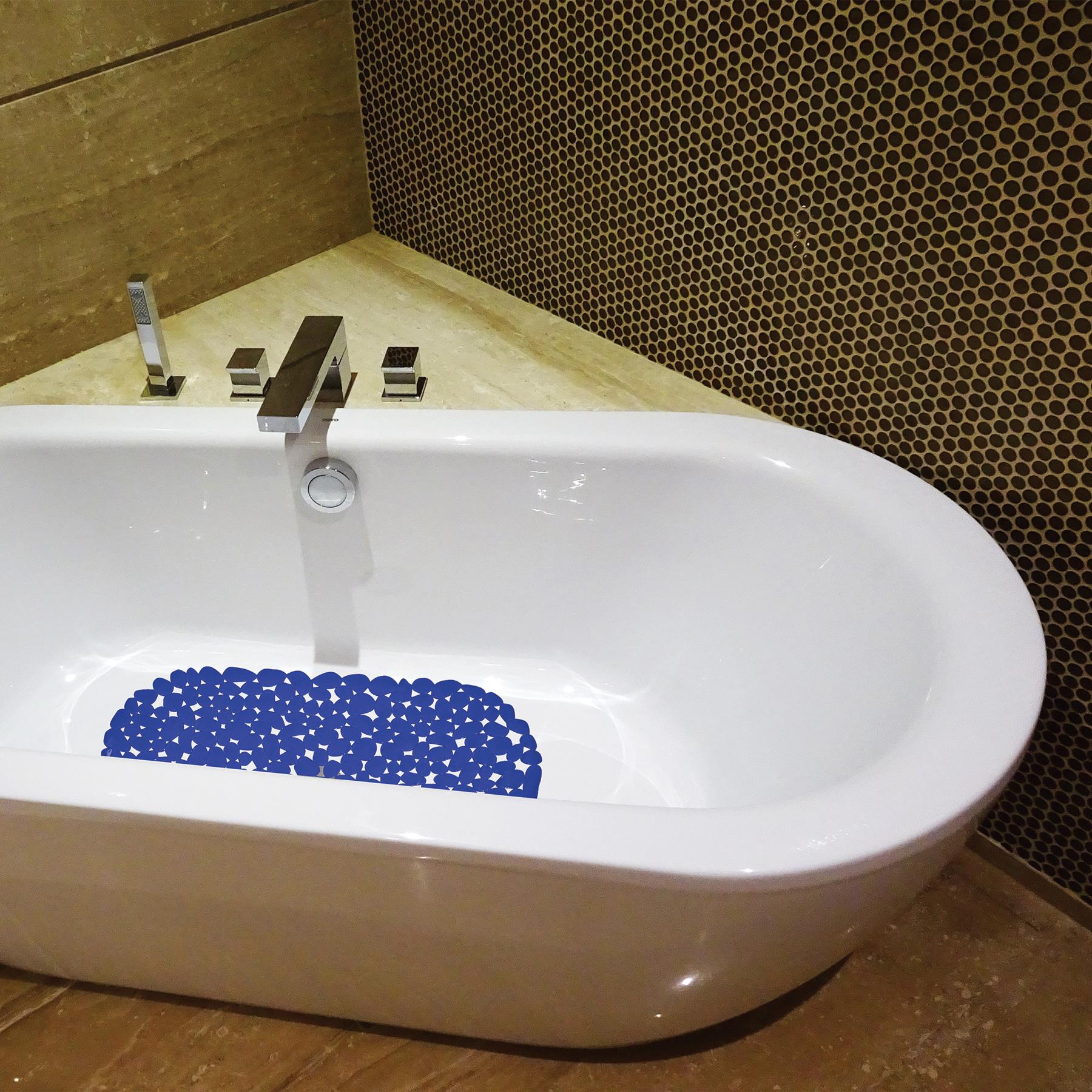 MSV Douche|bad anti-slip mat badkamer - pvc - donkerblauw - 39 x 99 cm