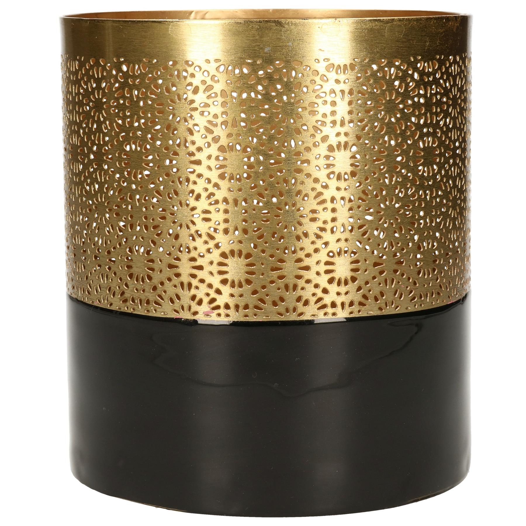 Countryfield Luxe theelichthouder - metaal - goud - D10 x H12.5 cm