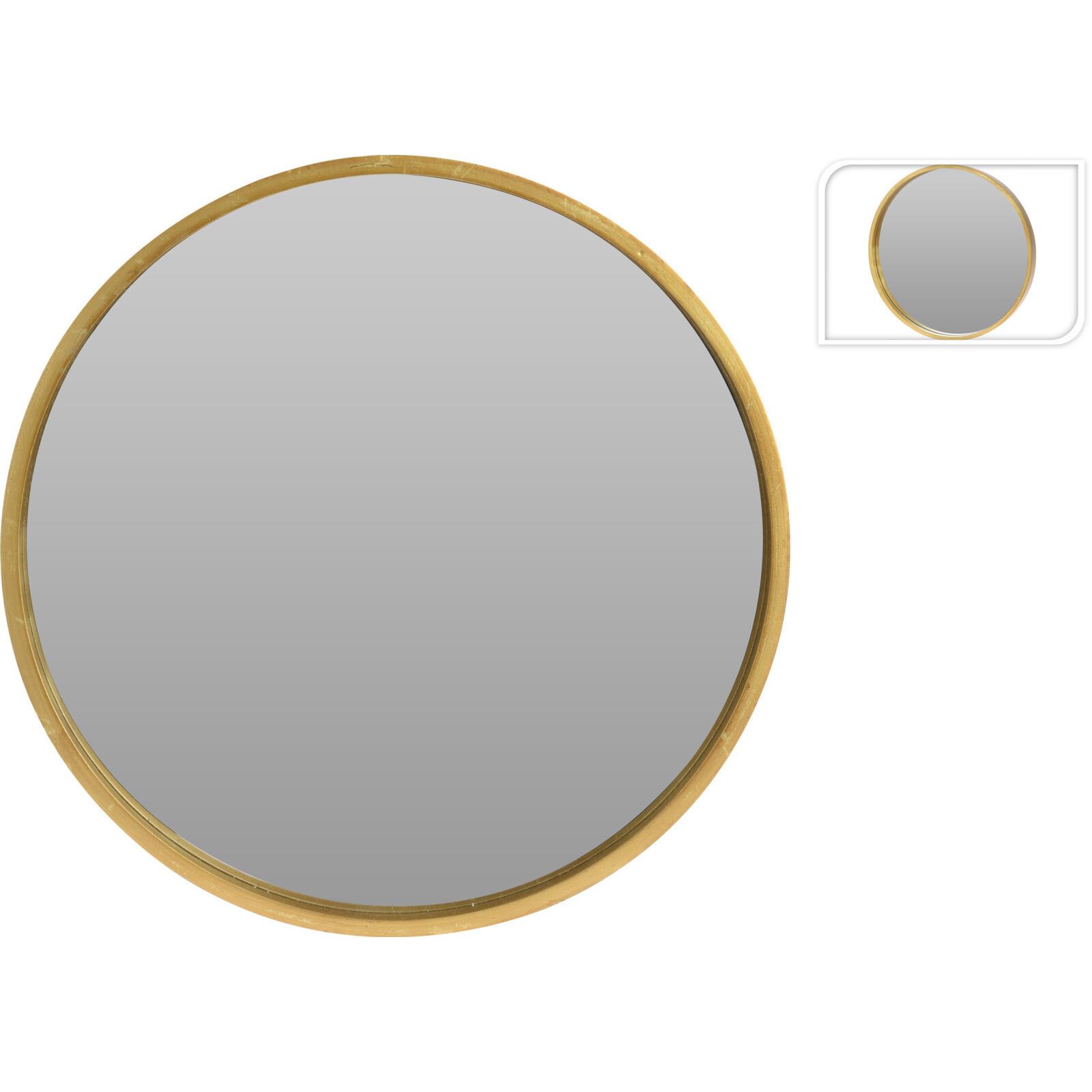 Wandspiegel - rond - hout - goudkleurig - 40 cm