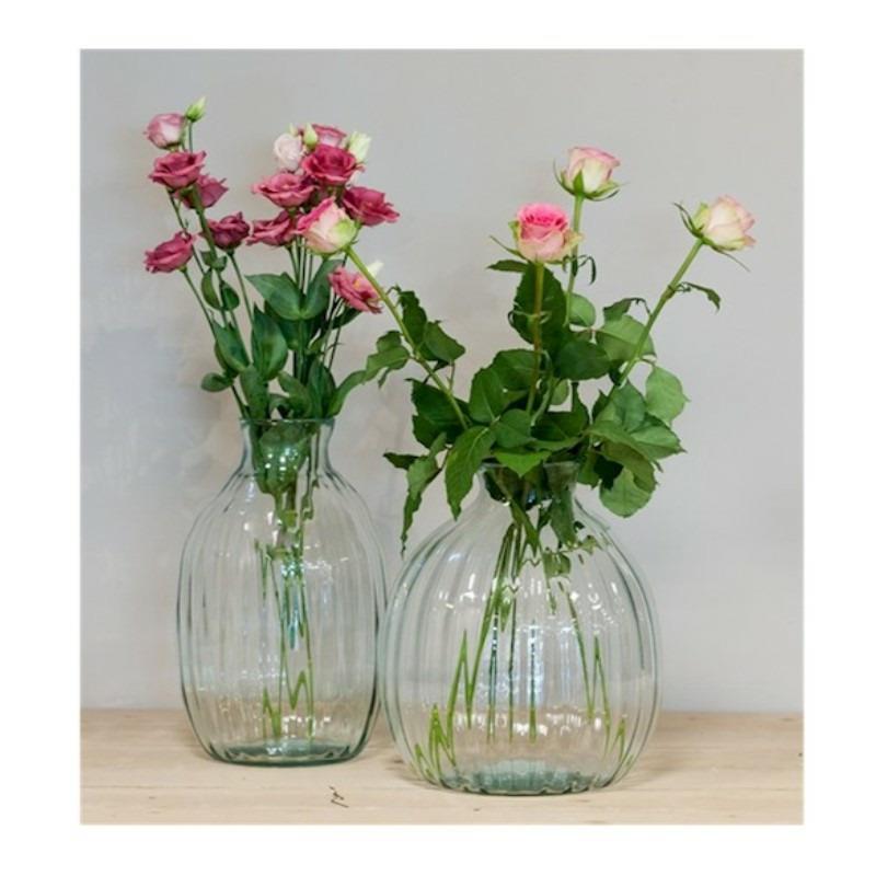 Floran Bol bloemenvaas - transparant - smalle hals - 18 x 29 cm