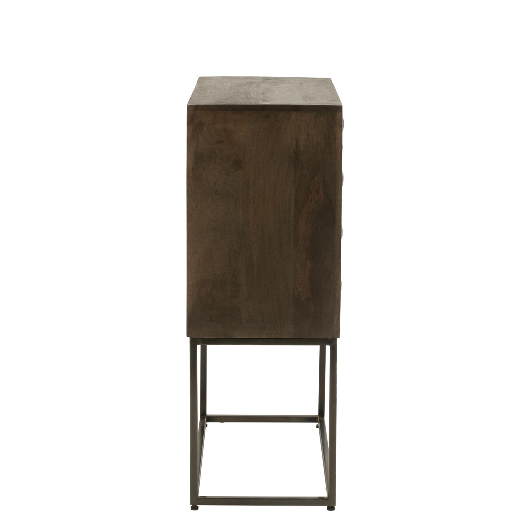 J-Line kast Pino - metaal|mangohout - bruin|grijs