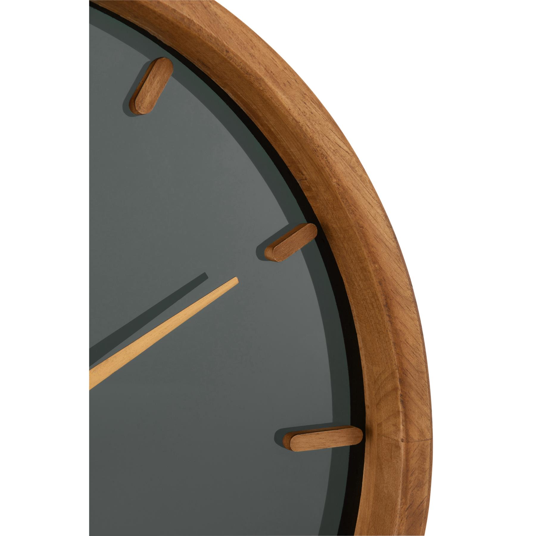 J-Line klok Rond - hout|glas - bruin|zwart - Ø 40 cm