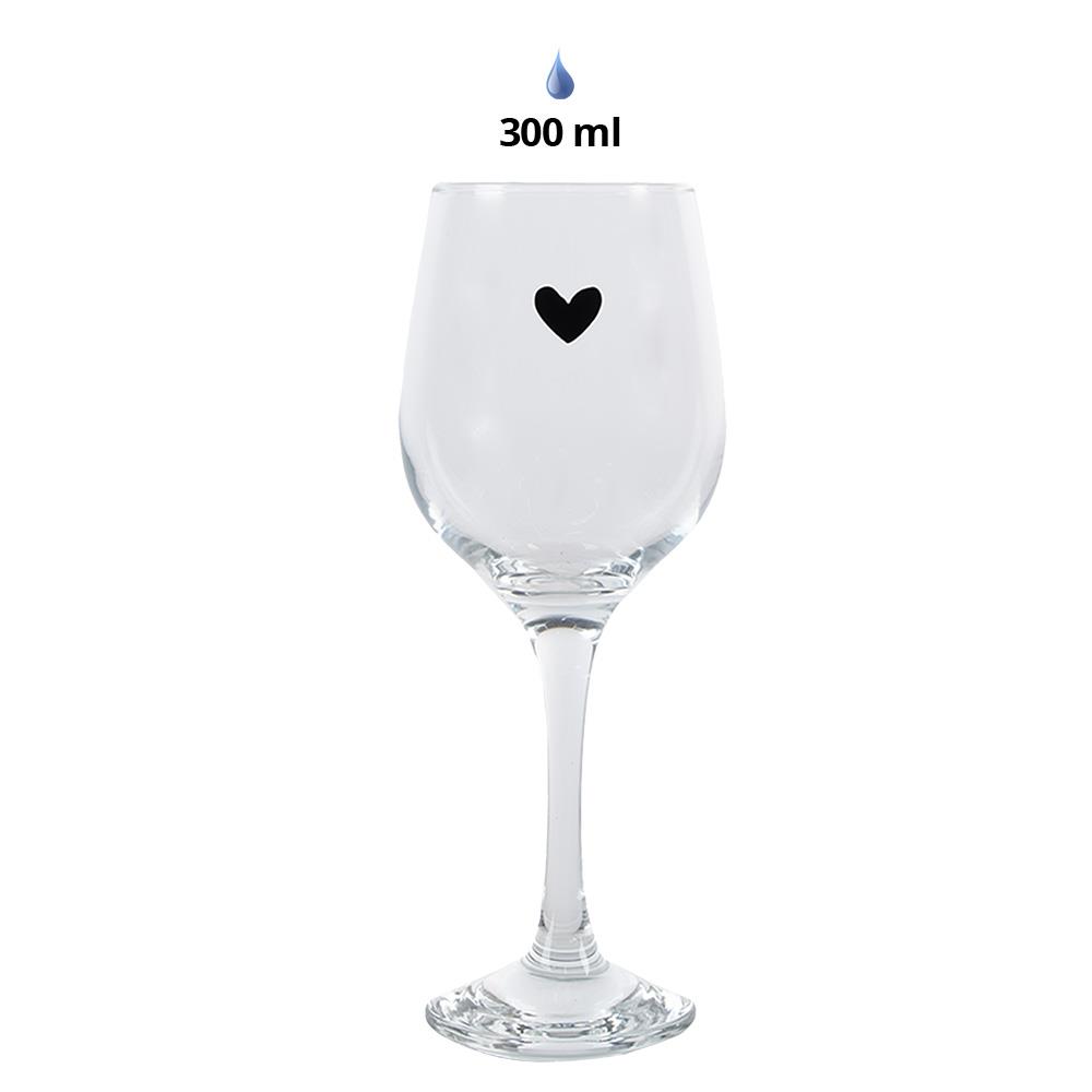 Clayre & Eef Wijnglas Hart 300 ml Transparant Glas Wijnkelk