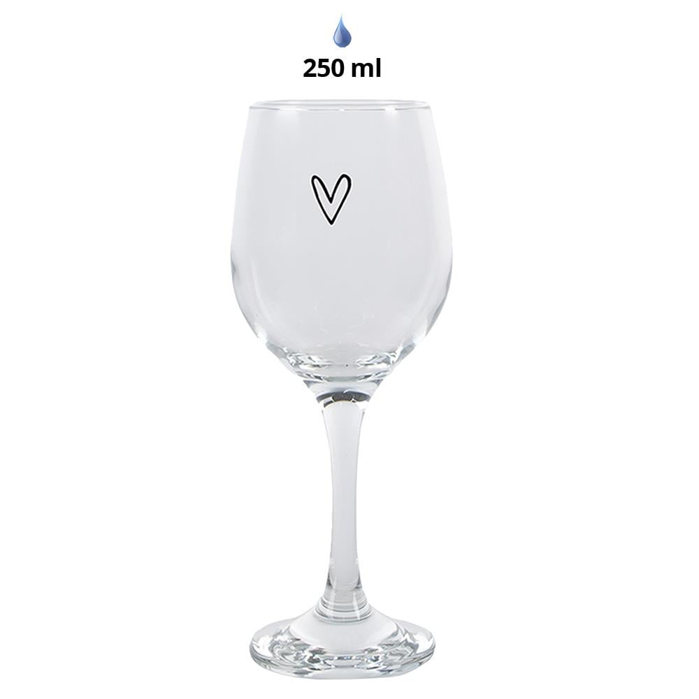 Clayre & Eef Wijnglas Hart 250 ml Transparant Glas Wijnkelk
