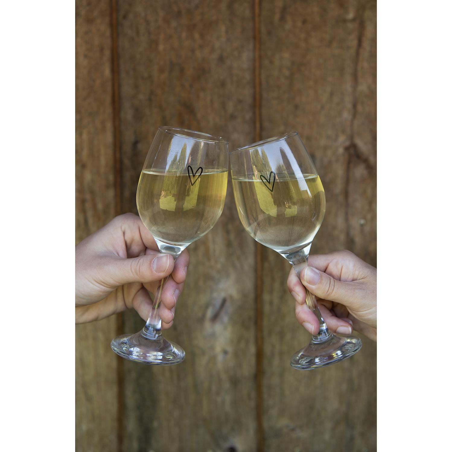 Clayre & Eef Wijnglas Hart 250 ml Transparant Glas Wijnkelk