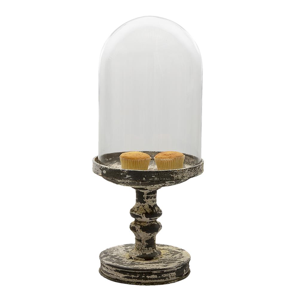 Clayre & Eef Stolp  Ø 21x49 cm Metaal Glas Rond Glazen Stolp