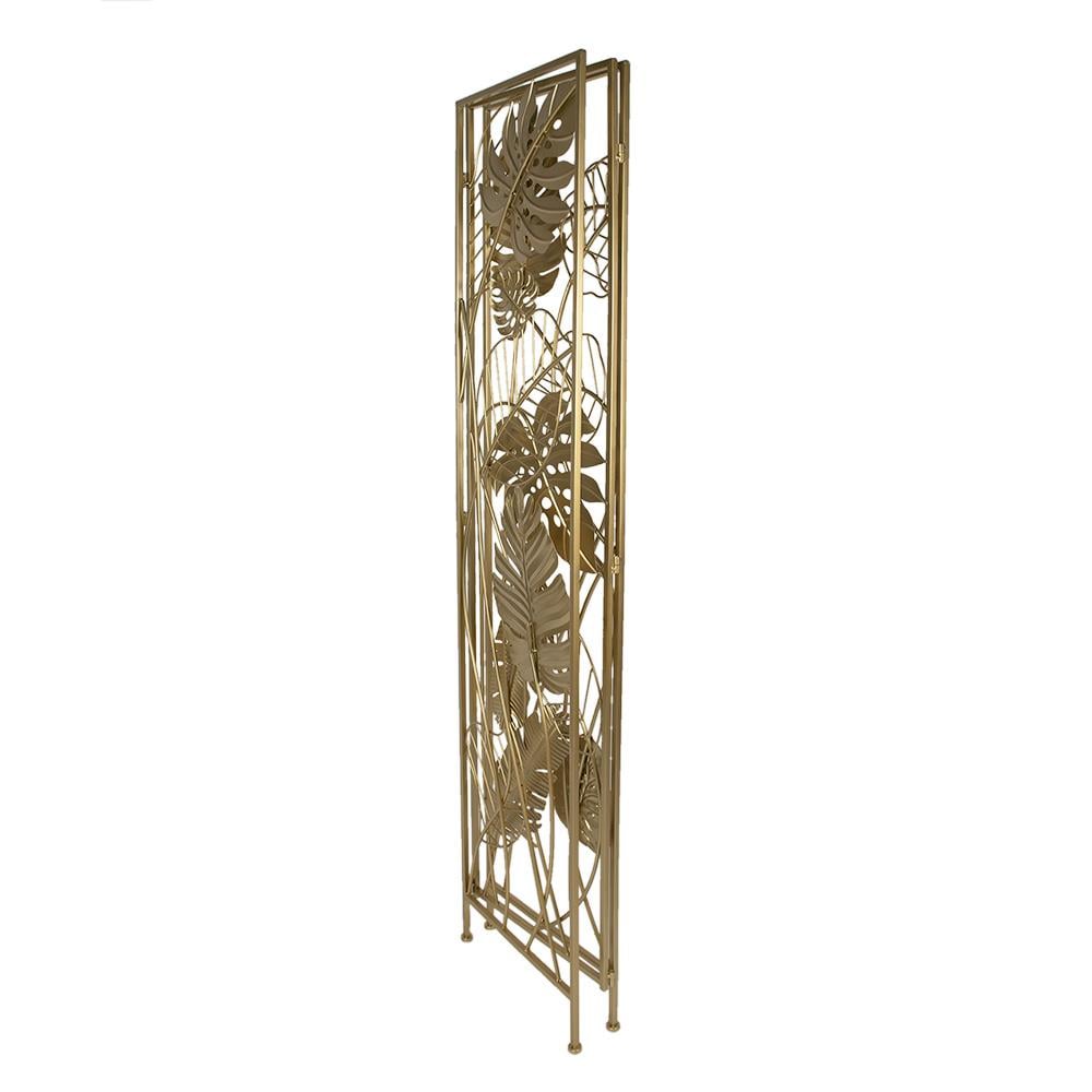 Clayre & Eef Kamerscherm  124x2x181 cm Goudkleurig Ijzer Bladeren
