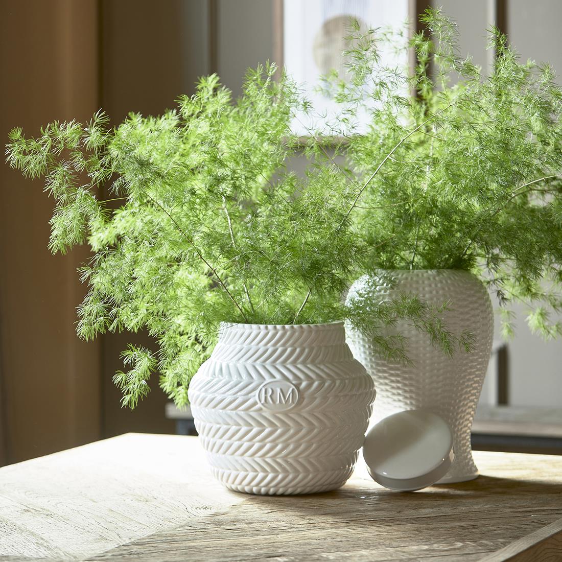 Riviera Maison Vaas wit, Bloempot - RM Paloma Braided - Porselein