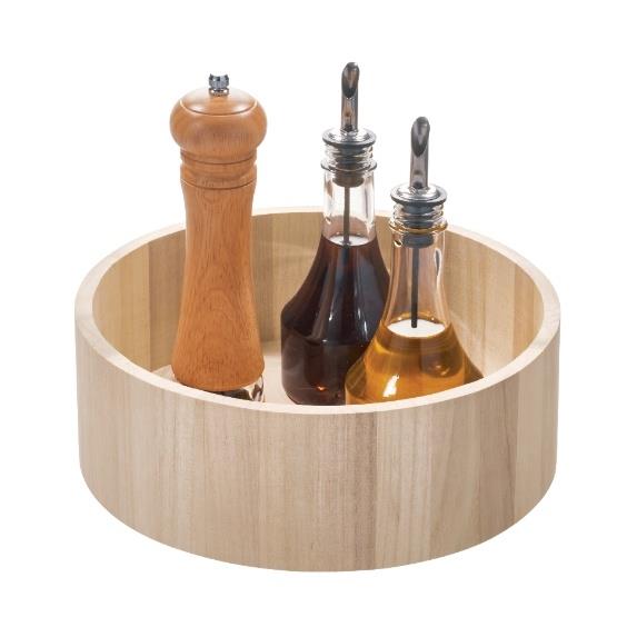 iDesign - Draaiplateau met Randen, 26.7 cm, Paulownia Hout, Beige - iD