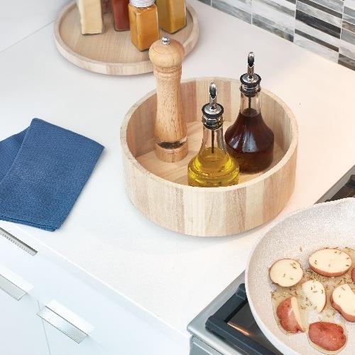 iDesign - Draaiplateau met Randen, 26.7 cm, Paulownia Hout, Beige - iD