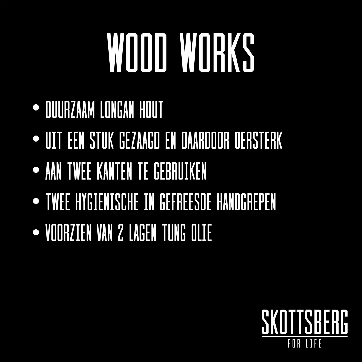 Skottsberg Serveerplank | 50 x 19 cm | Longan hout | Ingefreesde Handgrepen