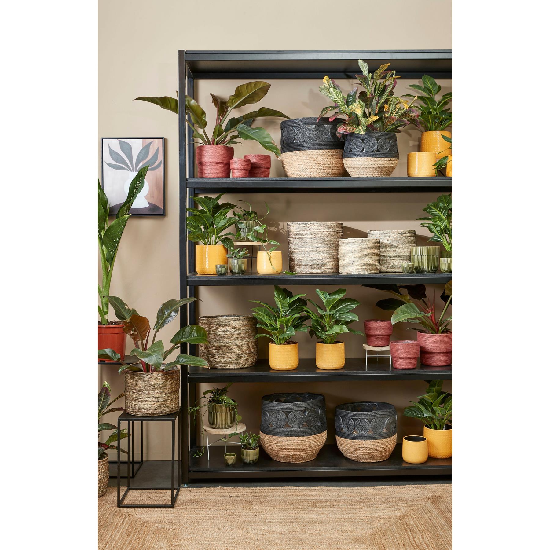 Mica Decorations - Plantenpot - groen - stripes - D11 x H9 cm