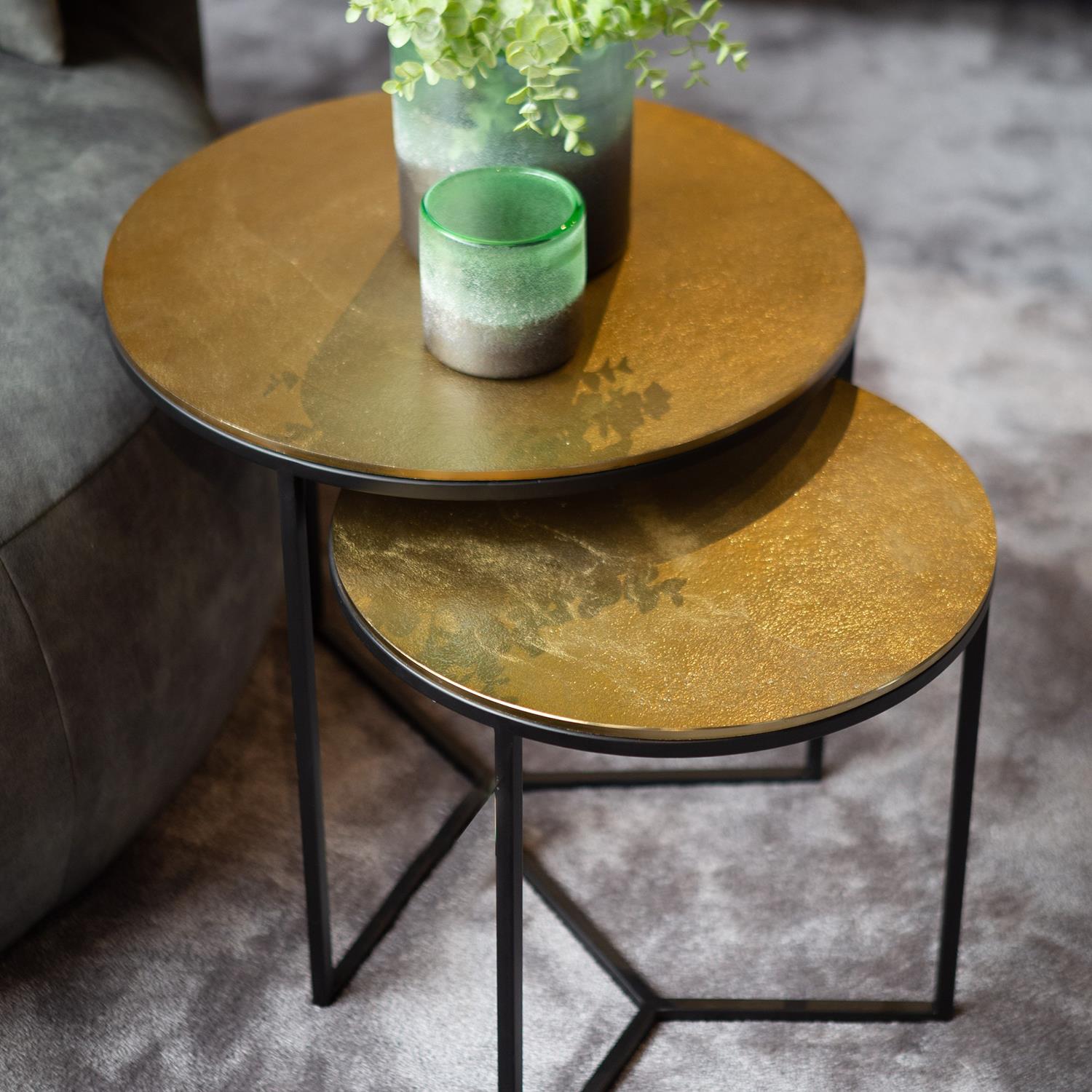 Atmooz Bijzettafel Set van 2 Thor - Metaal Rond - Zwart - Ø50 & 40