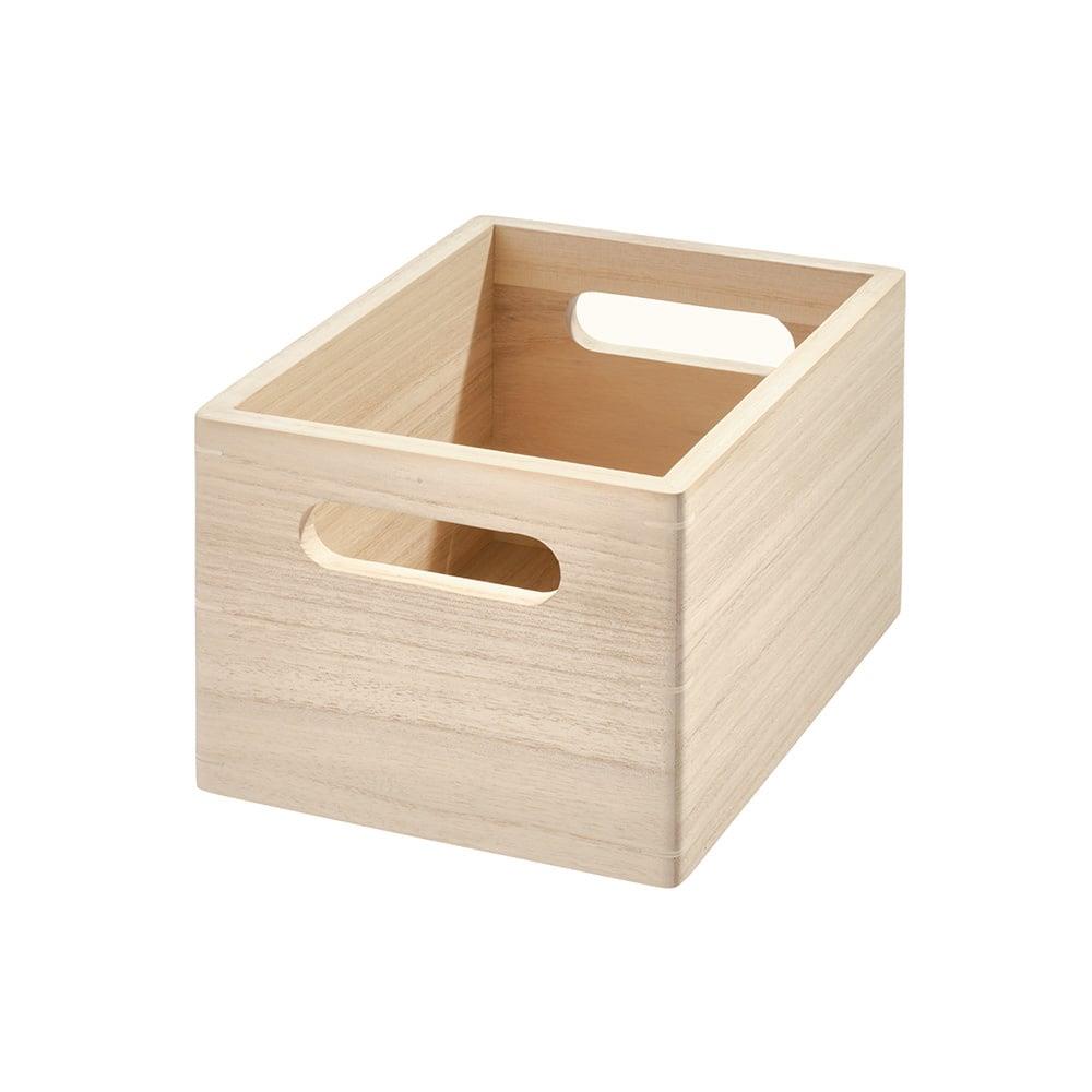 iDesign - Opbergbox met Handgrepen, 25.5 x 25.5 x 15 cm, Paulownia Hou