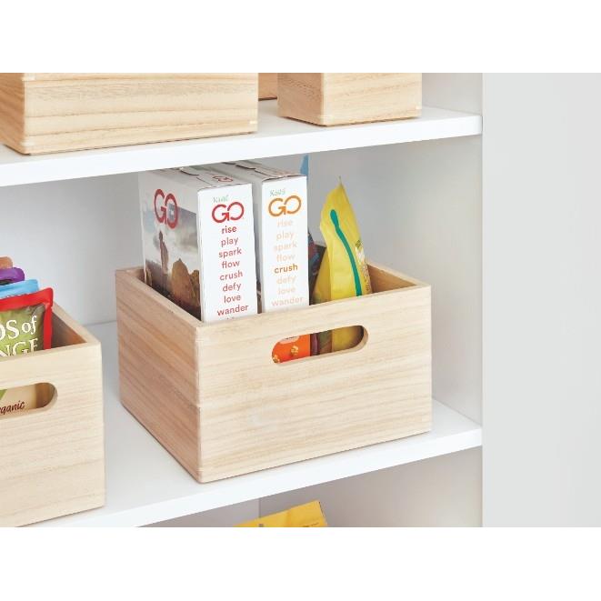 iDesign - Opbergbox met Handgrepen, 25.5 x 25.5 x 15 cm, Paulownia Hou