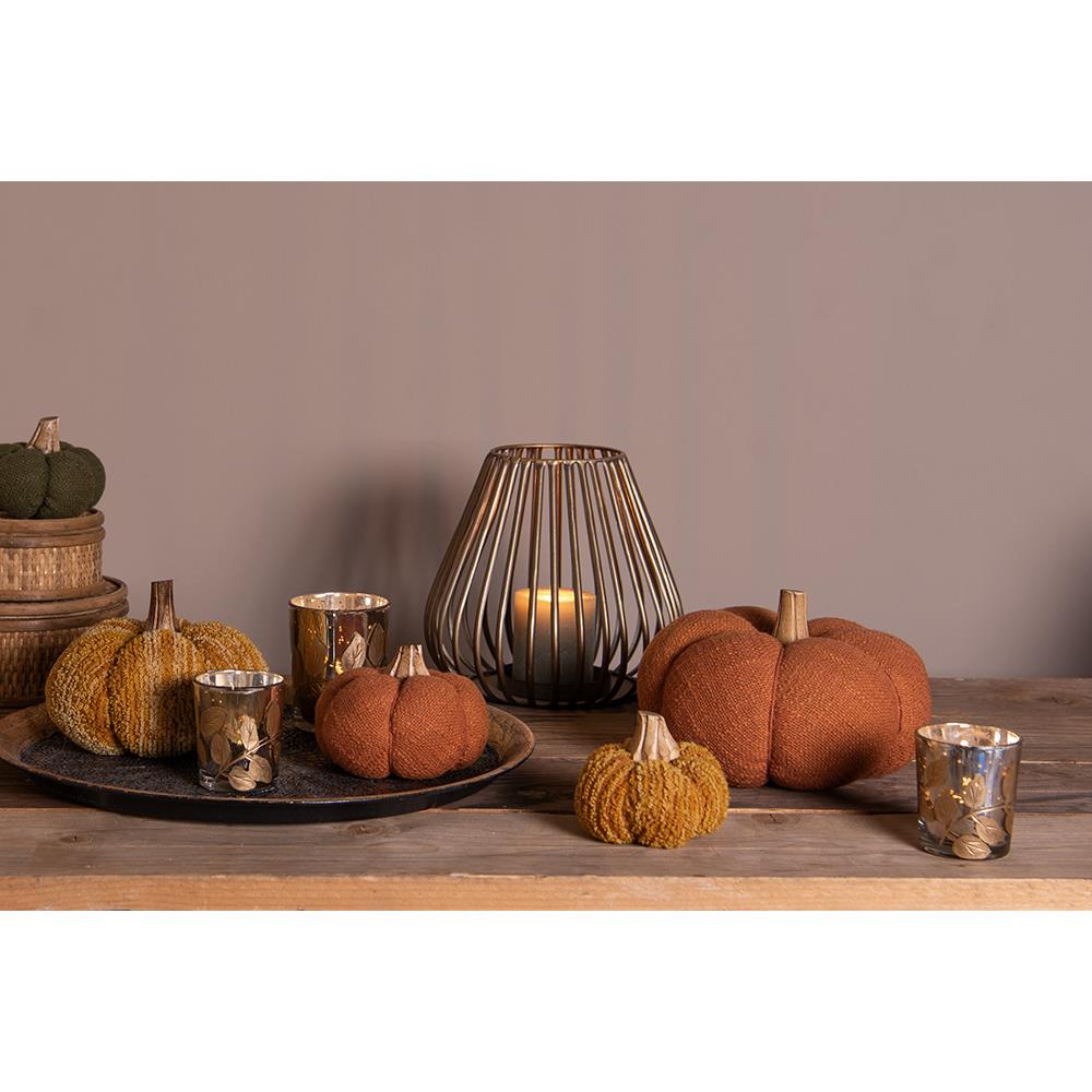 Clayre & Eef Decoratie Pompoen 8 cm Groen Stof Woondecoratie