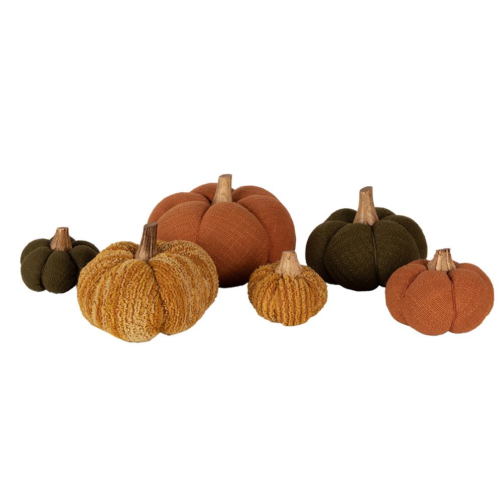 Clayre & Eef Decoratie Pompoen 8 cm Groen Stof Woondecoratie