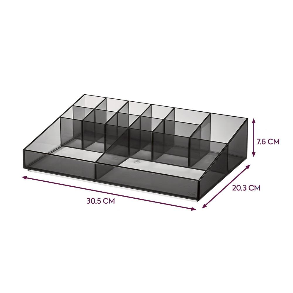 iDesign - Make-up Organizer met 13 Vakken, 30.5 x 20.3 x 7.6 cm, Smoke