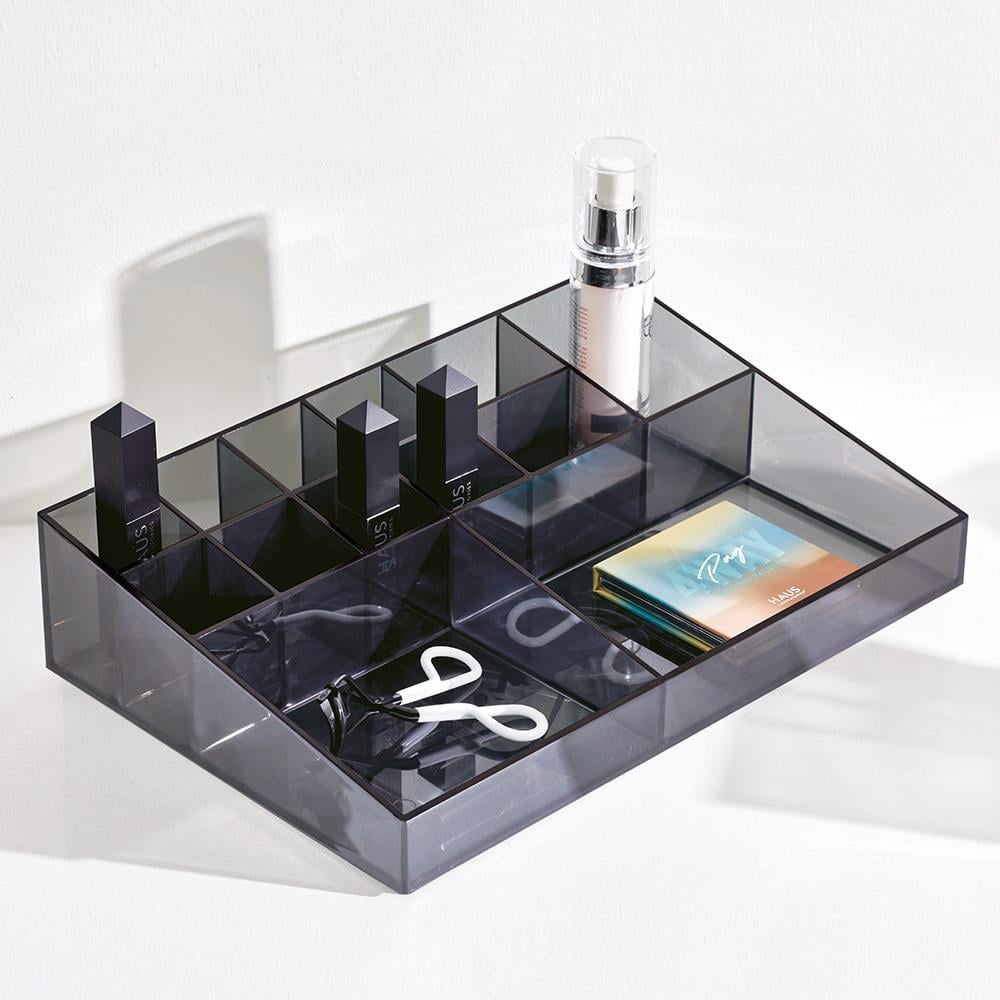iDesign - Make-up Organizer met 13 Vakken, 30.5 x 20.3 x 7.6 cm, Smoke