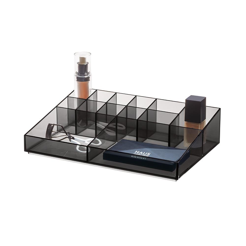 iDesign - Make-up Organizer met 13 Vakken, 30.5 x 20.3 x 7.6 cm, Smoke