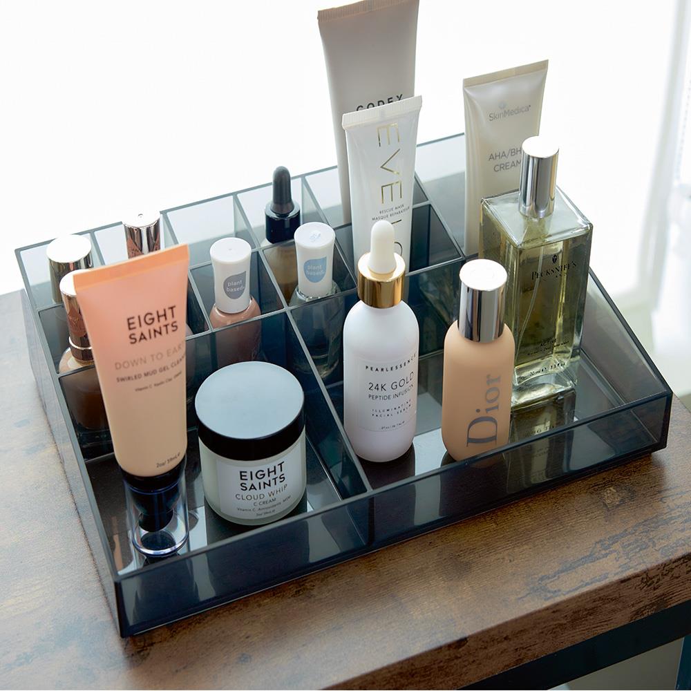 iDesign - Make-up Organizer met 13 Vakken, 30.5 x 20.3 x 7.6 cm, Smoke