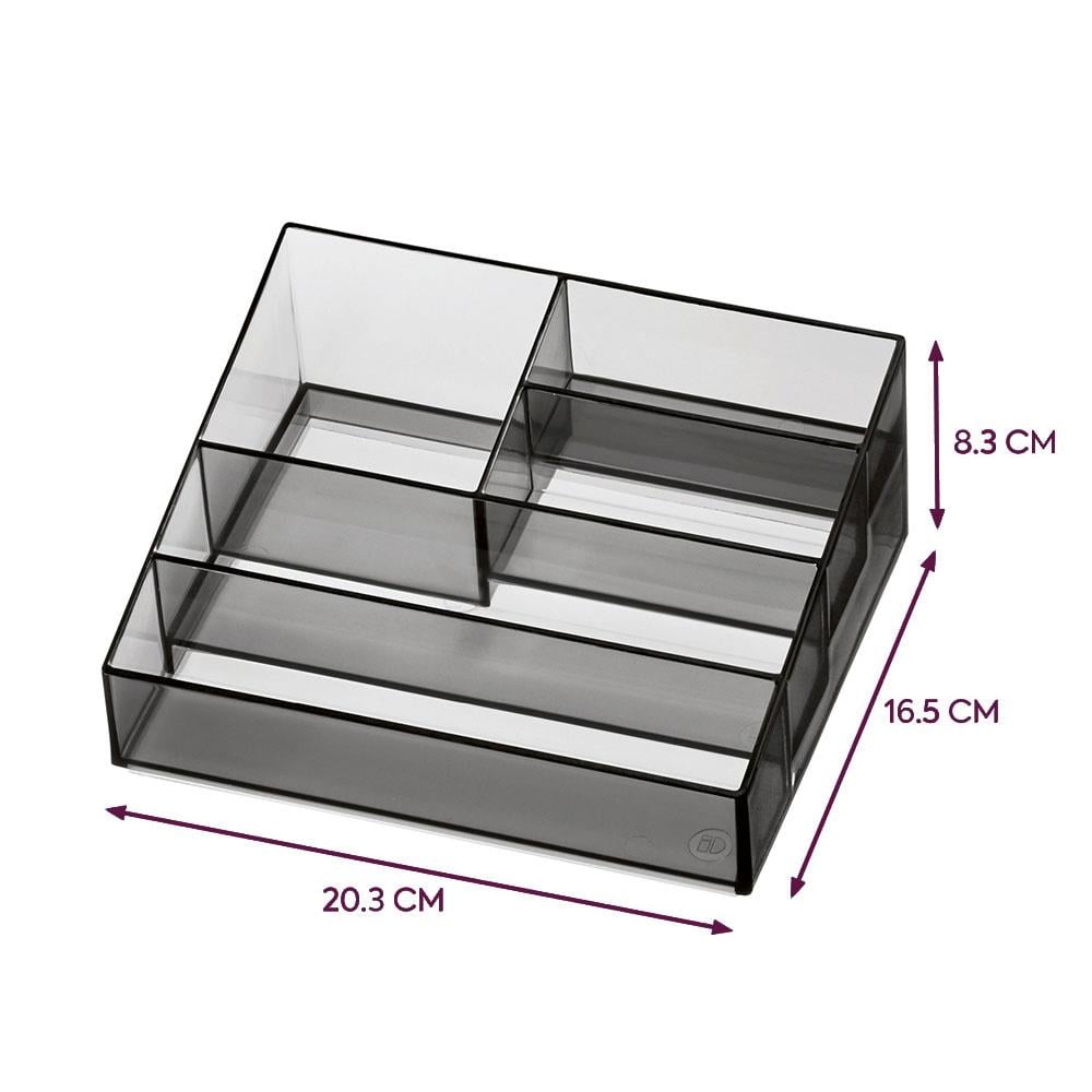 iDesign - Nagellak Organizer met 5 Vakken, 20.3 x 16.5 x 8.3 cm, Smoke