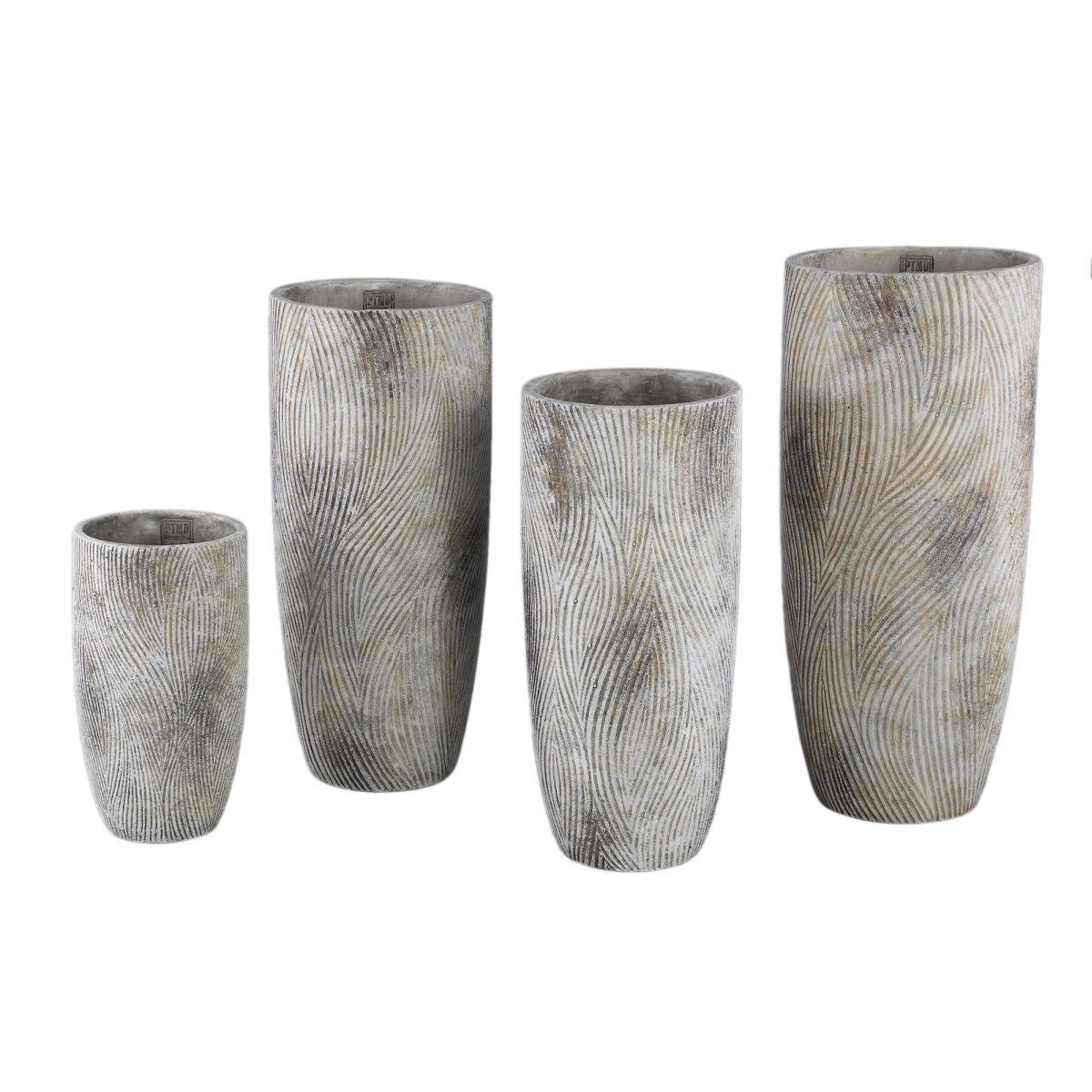 PTMD Linc Grey cement pot waves pattern high round XL