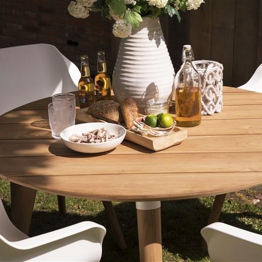 Hartman Sophie Studio Teak Tuintafel Ø 120 cm - Witte Details