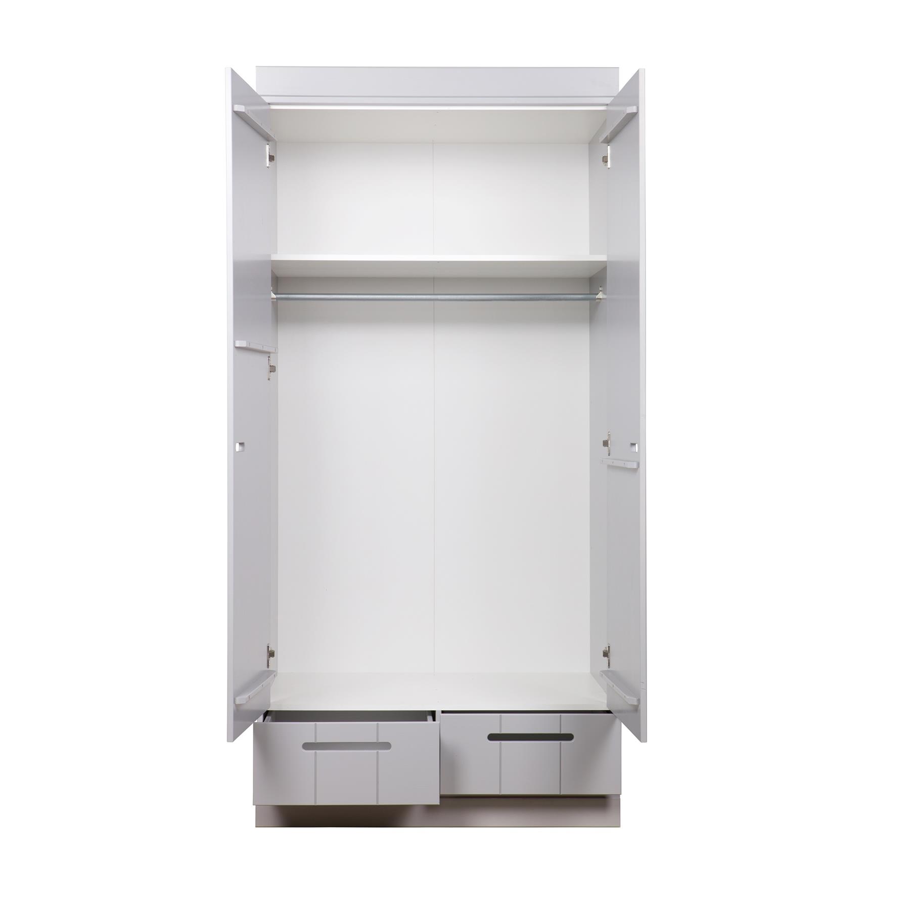 Woood Connect Kledingkast H 195 x B 94 x D 53 cm - Lades, Plank en Roede - Grijs