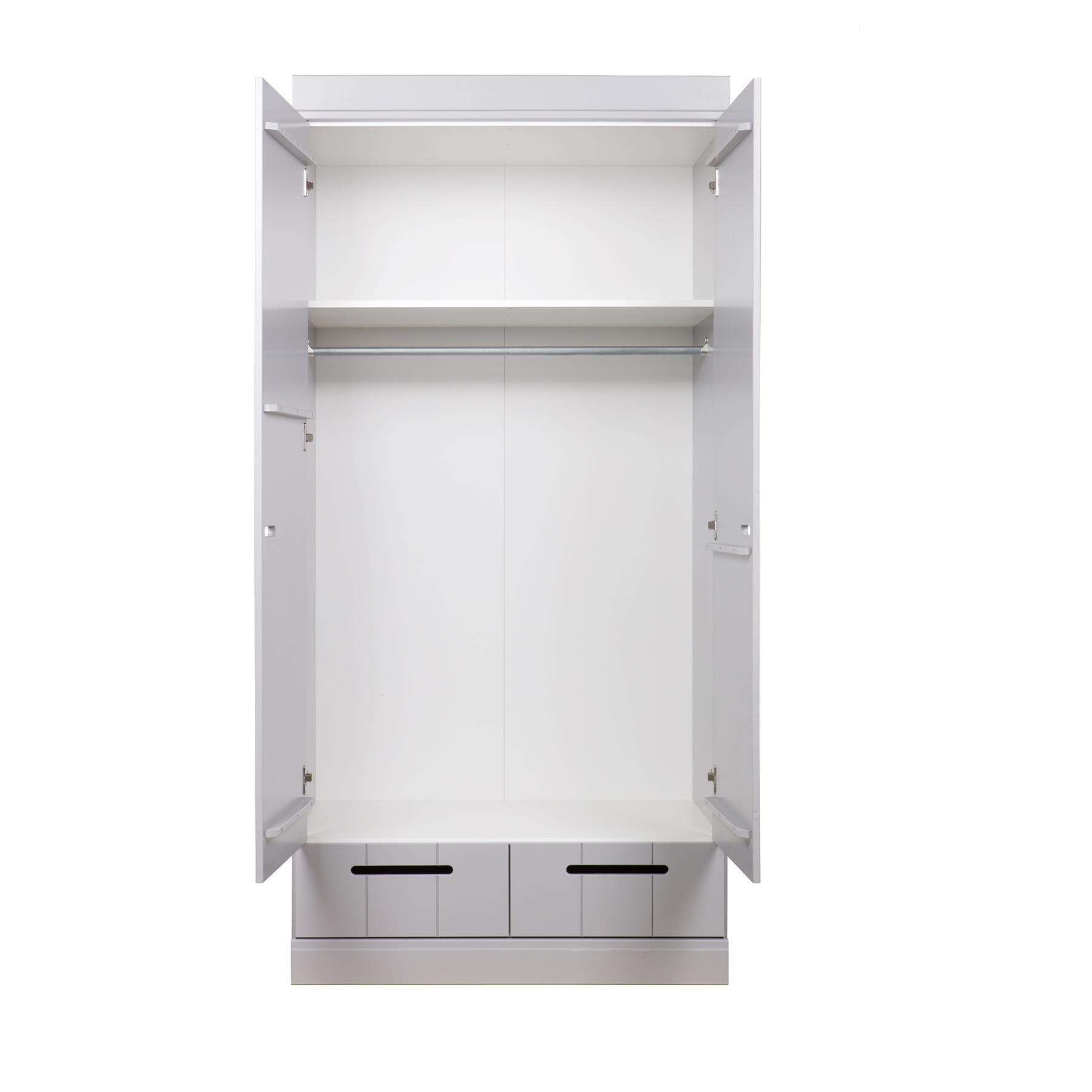 Woood Connect Kledingkast H 195 x B 94 x D 53 cm - Lades, Plank en Roede - Grijs