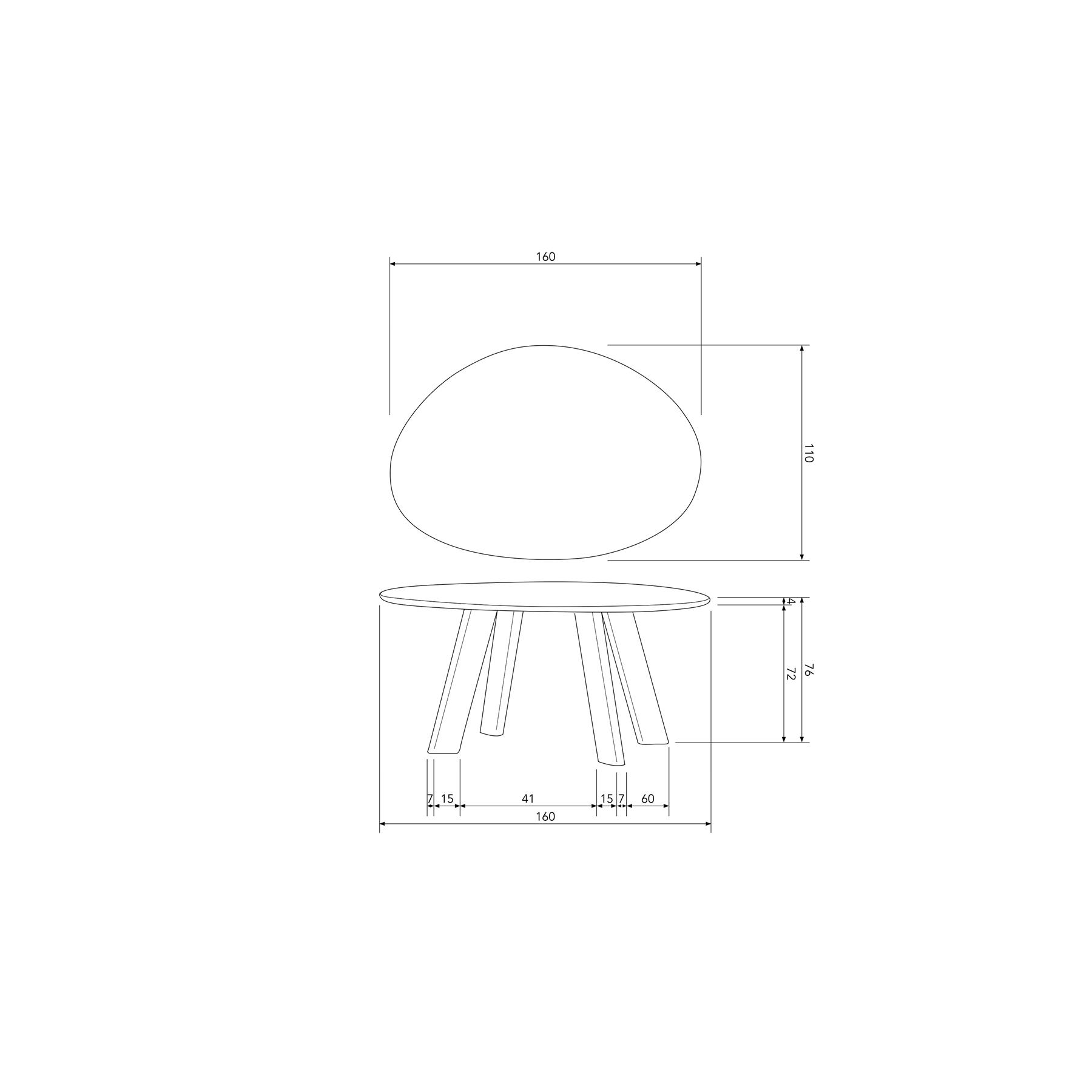 BePureHome Roundly Eettafel - B 160 x D 110 cm