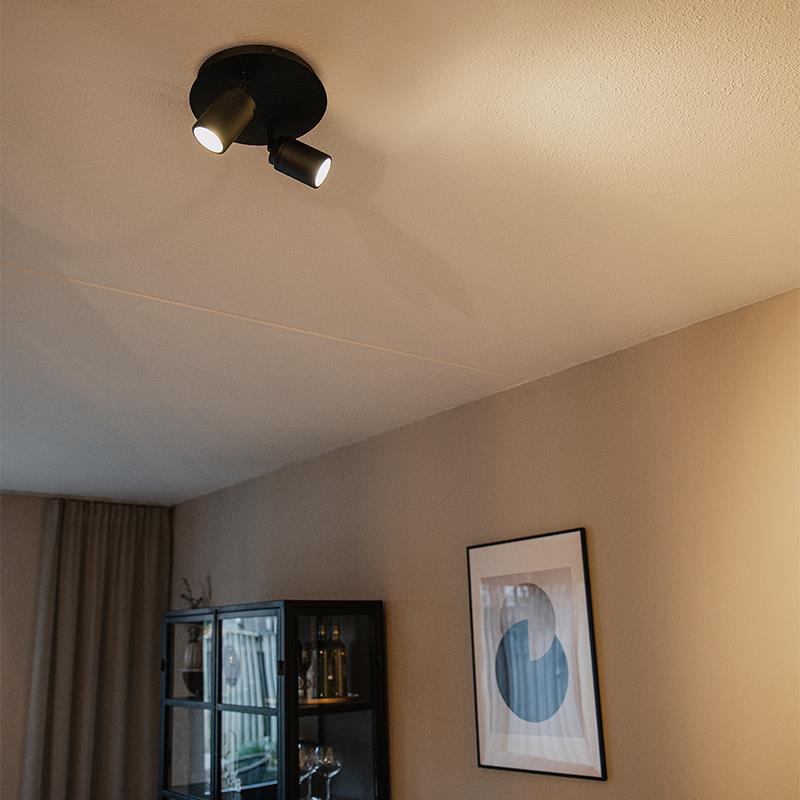 QAZQA Moderne badkamer spot zwart 2-lichts IP44 - Ducha