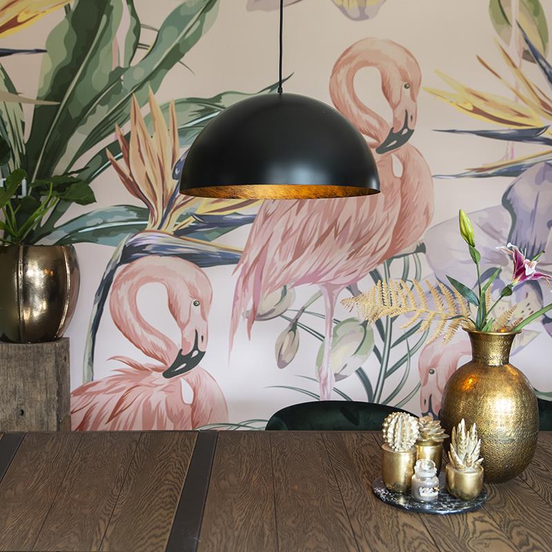 QAZQA Industriële hanglamp zwart met goud 50 cm - Magna Eco