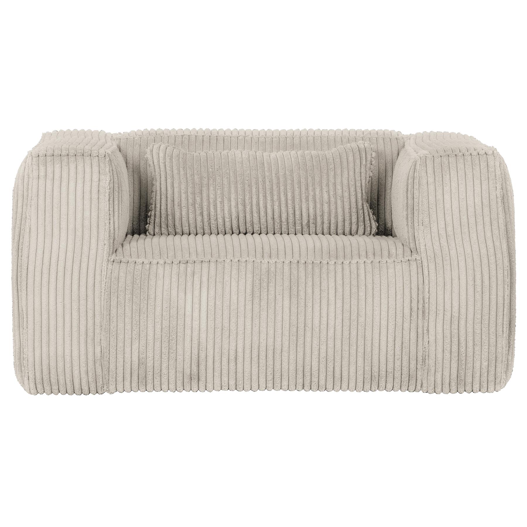 WOOOD Bean Fauteuil - Grove Ribstof - Naturel - 74x146x98