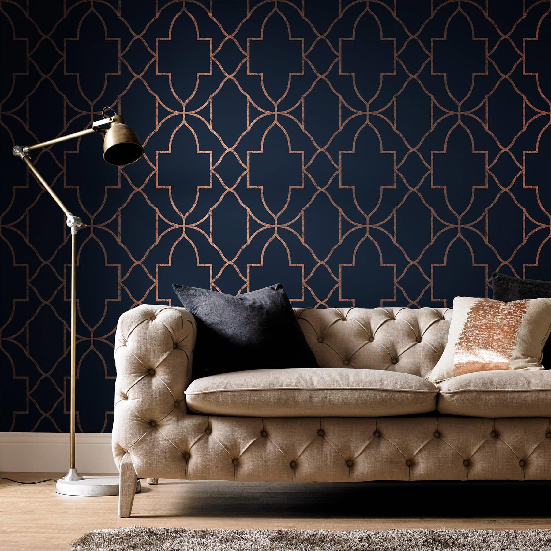 Graham & Brown vliesbehang Versailles Navy blauw