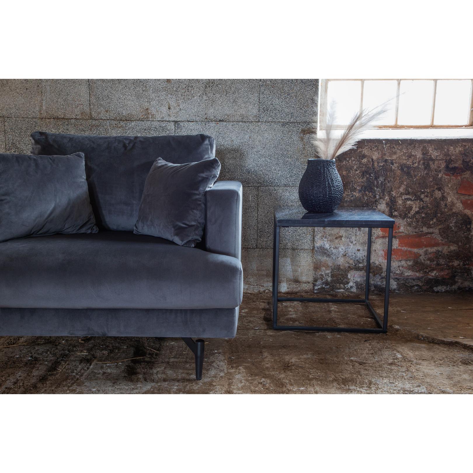 Hioshop Sofia fauteuil velours donkergrijs.