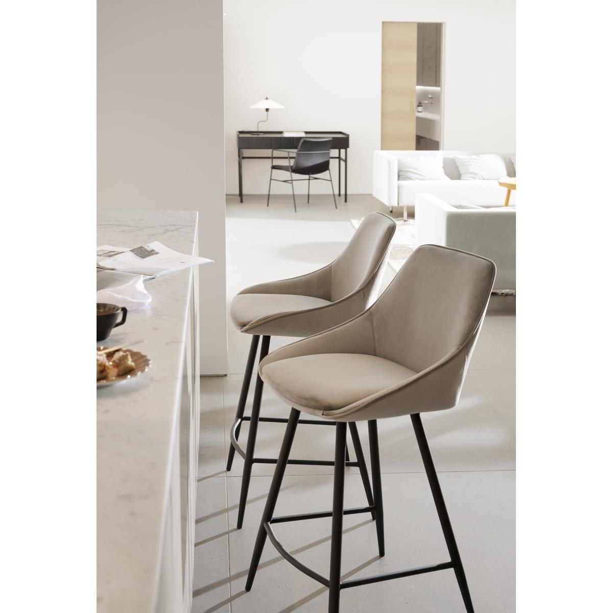 Rowico Home Sierra velvet barkruk beige - 67 cm