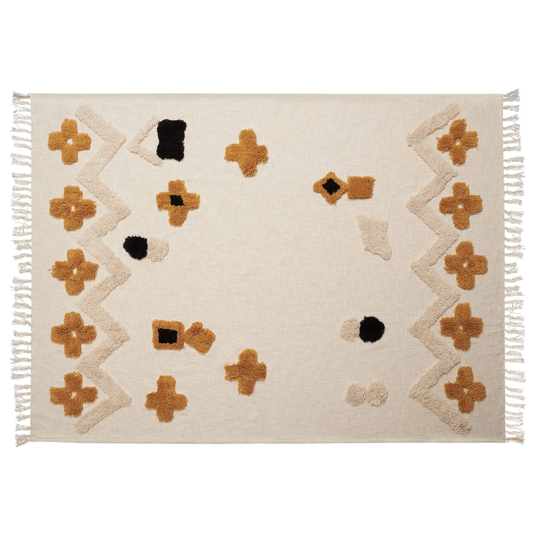 Beliani - ADONI - Plaid - Beige - 130 x 180 cm - Katoen